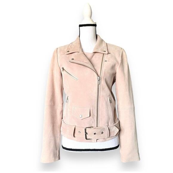 Veda Jayne Suede Leather Moto JacketWmn's Size S Cloud Pink Biker Chic New